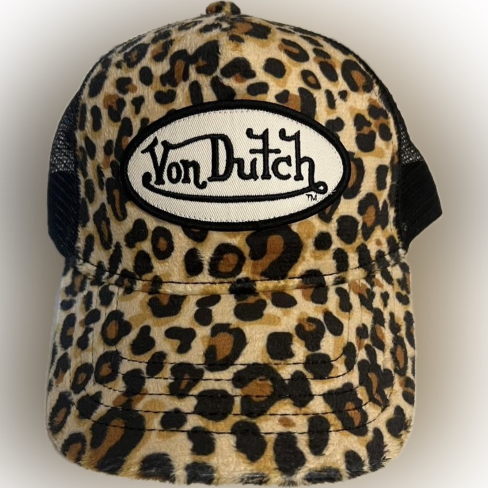 Von Dutch Black and Tan Leopard Hat